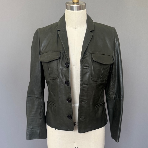ZADIG & VOLTAIRE LIAM OLIVE LEATHER JACKET Sz S - Picture 1 of 9
